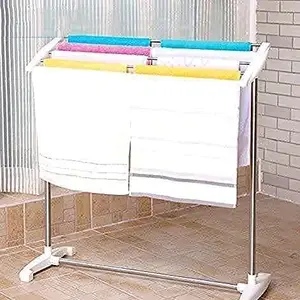 PRV ENTERPRISE PRV ENTERPRISE Superior Stainless Steel Foldable Cloth Dryer Stand Double Rack Cloth Stands For Drying Clothes, Multi-Functional Mobile Foldable Balcony Towel Stand Indoor & Outdoor, Drying Holder