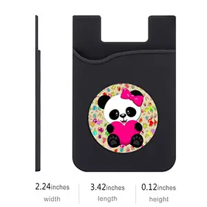 Plan To Gift Set of 3 Cell Phone Card Wallet, Silicone Phone Card Id Cash Wallet with 3M Adhesive Stick-on Cute Girl Panda Printed Designer Mobile Wallet for Your Phone & Tablet