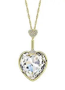 Swarovski Elements White Austria Crystal & Auden Rhinestone Pendant Long Necklace Heart Design Gold Plated by Ananth Jewels