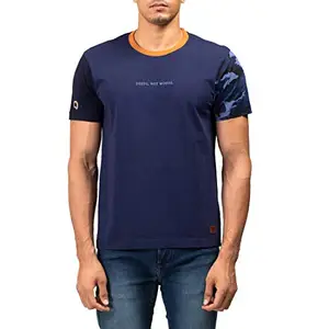 Royal Enfield Deeds Regular Fit T-Shirt (Navy, 2XL, 46 cm)