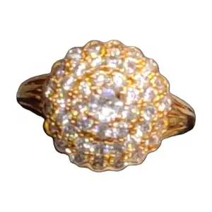 Prisha Arts 2506 Artificial Gold-Plated Crystal Cluster Ring with Sparkle Stones
