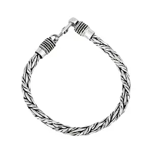 SILVIYA 925 Sterling Silver Stylish Twist Bracelets for Men & Boys | With Certificate of Authenticity and 925 Stamp | 6 Month Warranty*