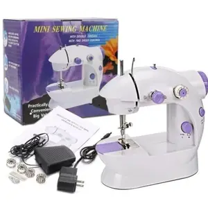 AURABLOOM Aura bloom Mini Sewing Machine, Portable Electric with 2-Speed Control, 4 Bobbins and Power Adapter, White