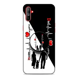 Screaming Ranngers Designer Printed Hard Matt Finish Mobile Case Back Cover with Mobile Holder for Realme C3 (Mom and Dad/Family)