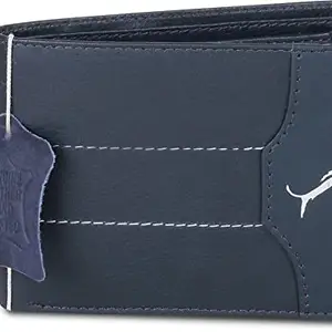 WILD EDGE Genuine Leather Men's Dark Blue Wallet/Purse with Flap Closure - Stylish Formal and Casual Look Men's Wallet