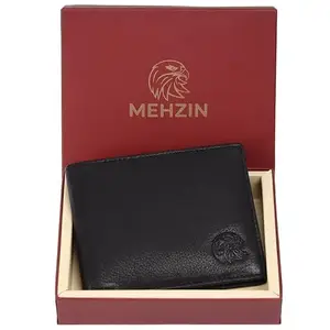 MEHZIN Men Formal Black Genuine Leather RFID Wallet (6 Card Slots)