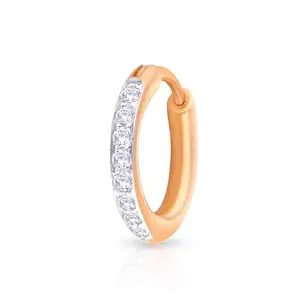 KuberBox 18K Rose Gold Diamond Classic 0.09 Carat Nose Ring for Women (Piercing - Required, Closure - Clicker, Inner Diameter - 8mm)