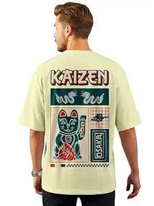 ENCIGER Men Oversized Cotton T-Shirt | Drop Shoulder Graphic Printed Loose Fit Casual Streetwear Tee for Men