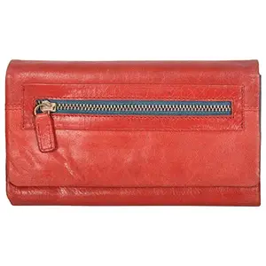 LMN Genuine Leather Red Blue for Women_8064 (9 Credit Card Slots)