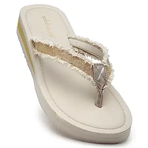 SOLETHREADS BRAID | Women Slippers | Stylish Designer | Flip-Flops | Summer Casual Slipper | Full EVA Slippers | Women Flip-Flops | CREAM | 8UK