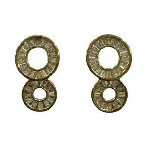 Baguette cut rich gold tone earrings