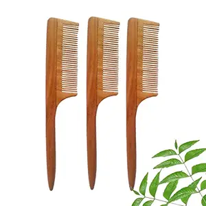 DAUMI Ayurvedic Neem Wood Anti Dandruff Hair Comb (pack of 3) Natural & Eco-Friendly | Hair Styling Comb with Fine & Wide Teeth Comb | Made in India