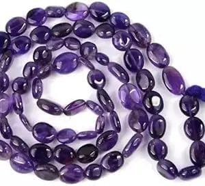 8-10mm Amethyst Jaap Mala/Necklace Natural Crystal Stone Reiki Healing Oval Beads For Men Women Charged By Reiki Grandmaster & Vastu Expert Handmade 26" Long Necklace