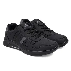 ASIAN Men's Waterproof-03 Lace up Lightweight Sports Shoes with Max Cushion Technology (Black)