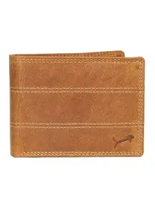 WILD EDGE Genuine Leather Stitch Design Wallet for Men Versatile Leather Men's Wallet (Tan)