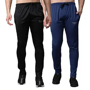VIMAL JONNEY Dry Solid Lycra Multicolor Trackpants for Men (Pack of 2)-Dry__DD10__BLK__BLU__02-XL