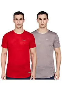 Charged Active-001 Camo Jacquard Round Neck Sports T-Shirt Light-Grey Size Large And Charged Active-001 Camo Jacquard Round Neck Sports T-Shirt Red Size Large