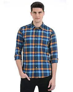 Pepe Jeans Men Full Sleeve Spread Collar Blue Shirt(_8905074421336_Blue_M_)