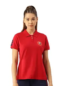 AM SWAN Premium Cotton Solid Half Sleeve Polo T-Shirts (S) Red