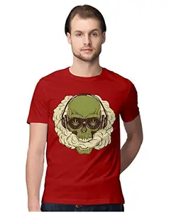 ALLEN BLACK Men's Regular Fit T-Shirt Legendary Bubba Kush Skull 100% Cotton T-Shirt Red_SMOKESKULL-RED-5XL-MEN-ROUND_