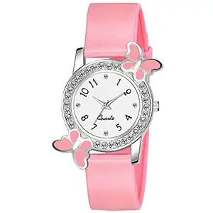 Red Robin New BF White Dial Pink PU Belt Analog Watch for Girl's