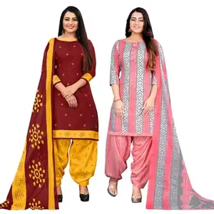 Rajnandini Multicolor Cotton Blend Printed Unstitched Salwar Suit Material (Combo of 2) JOPLVSM4114-JOPLVSM5156
