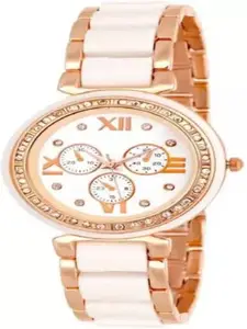Granny's Love Women's White and Golden Stainless Steel Watch