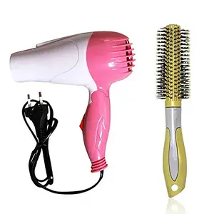 Combo Of Hair Dryer For Women And Girls And Round Hair Brush For Short Hair