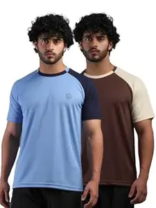 CHKOKKO Gym Tshirt for Men Workout Regular Fit Sports Activewear Man Tshirts with Round Crew Neck and Half Sleeves for Yoga Running&Outdoor Activities