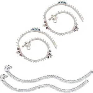 Lila Jewellery Traditional Jewellery For All Occassions Anklets Payal Pair for Women/Girls Alloy Anklet - Bzr_Combo Payal-101 & 122-(1-Pair Each)