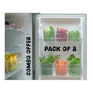 Premium Fridge Storage Space-Saving Refrigerator Side Door Organizer - 1000 ml (Pack of 8)|Design - 2474 for Home and Kitchen