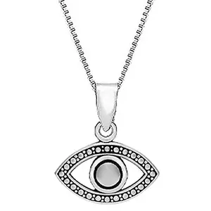 GIVA AVNI 925 Oxidised Silver Evil Eye Pendant with Box Chain | Gifts for Girlfriend, Gifts for Women and Girls |With Certificate of Authenticity and 925 Stamp | 6 Month Warranty*