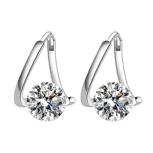 MYKI Diamond Triangle Everyday Earrings For Women & Girls (Silver)