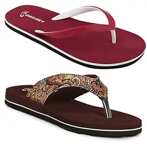 Dashny Combo Pack Of 2 Multicolor Comfortable Casual Slippers & Flip Flops For Women's (Combo-(2)-167-211)