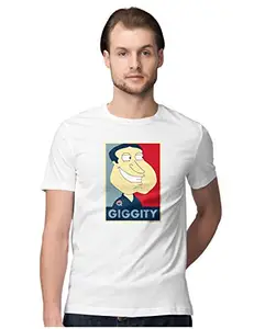 ALLEN BLACK Men's Regular Fit T-Shirt Giggity Glenn Quagmire Family Guy 100% Cotton T-Shirt White_QMG-White-M-MENR_
