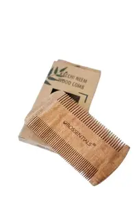 OROSSENTIALS Lice Hair Comb Double Sided Hair and Beard Neem Wood Comb lice comb for women hair lice comb for kids hair lice remover comb | Herbal Anti-Bacterial Comb for Hair Growth & Healthy Scalp