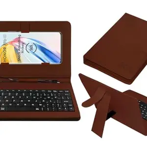 ACM Keyboard Case Compatible with Honor X9b Mobile Flip Cover Stand Direct Plug & Play Device for Study & Gaming Brown
