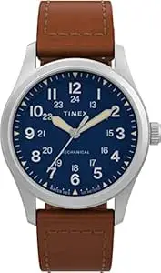 TIMEX Expedition North Field Post Mechanical Handwind Mechanical Watch for Men with Brown Leather - Ecco DriTan™ Strap - Top Ring with Sapphire Lens - 100m Water Resistant - Mens Dailywear Watch