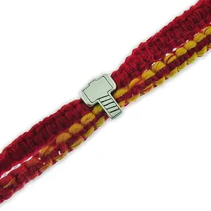 FOURSEVEN Jewellery 925 Sterling Silver Marvel Thor Mjolnir Silver Wrap Around Moli Rakhi Bracelet For Men and Women (Raksha Bandhan Rakhi for Brother with Roli Chawal)