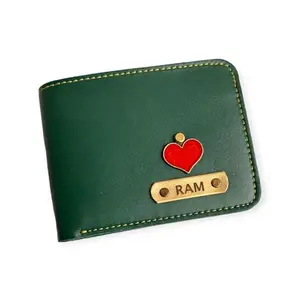 The Unique Gift Studio Personalized Customized Mens Leather Wallet - Elevate Style with a Custom Touch Green Colour