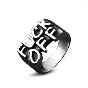 Asma Jewel House stainless steel finger F word letter Ring for men boys
