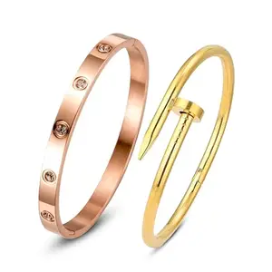 MIAMI bracelet for women Stylish Bangles for women Adjustable Anti Tarnish Bracelet for girls rose gold Kada for Women Accessories Anti Tarnish Jewellery Stainless Steel Cuff Bracelet gifts Combo