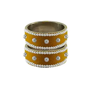 Vidhya Kangan Light Brown Beads Stud Brass Bangle ban10386-2.6