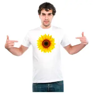 UDNAG Unisex Round Neck Graphic 'Flower | Sunflower' Polyester T-Shirt White [Size XXS/34in to 7XL/56in]