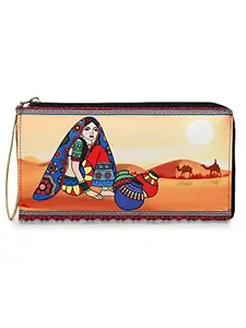 SABHYATA Women's Multicolour Double Zip Handmade Women's Wallets (Pot Lady)