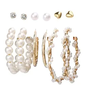 Vembley Latest 6 Pair Gold Earrings Combo For Her | Western & Casual | Trendy, Aesthetic