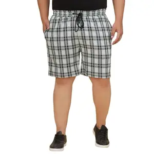 JOHN PRIDE Plus Size Men Regular Fit Mid-Rise Checked Sea Green Regular Shorts (JPSOK13040_8XL_Sea Green)
