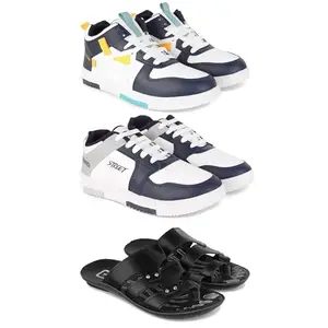 DRACKFOOT Men's Stylish Casual Shoes | Comfortable & Trendy Daily WearPremium Casual Shoes for MenGR-(3-Combo)-1074-1075-3126-8 Multicolor