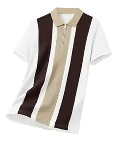 Enitor Mens Half Sleeves Polo Neck T-Shirt, Summer Wear T-Shirt for Men, Casual Half Zipper T-Shirts for Boys, Everyday Tshirts for Boy, Stylish Streetwear Tshirts