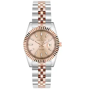 Carlington Stainless Steel Analog Wrist Watch For Women's & Girl's-Ct 8811 Two Tone Strap Rose Dial,Band-Color: Multi-color
